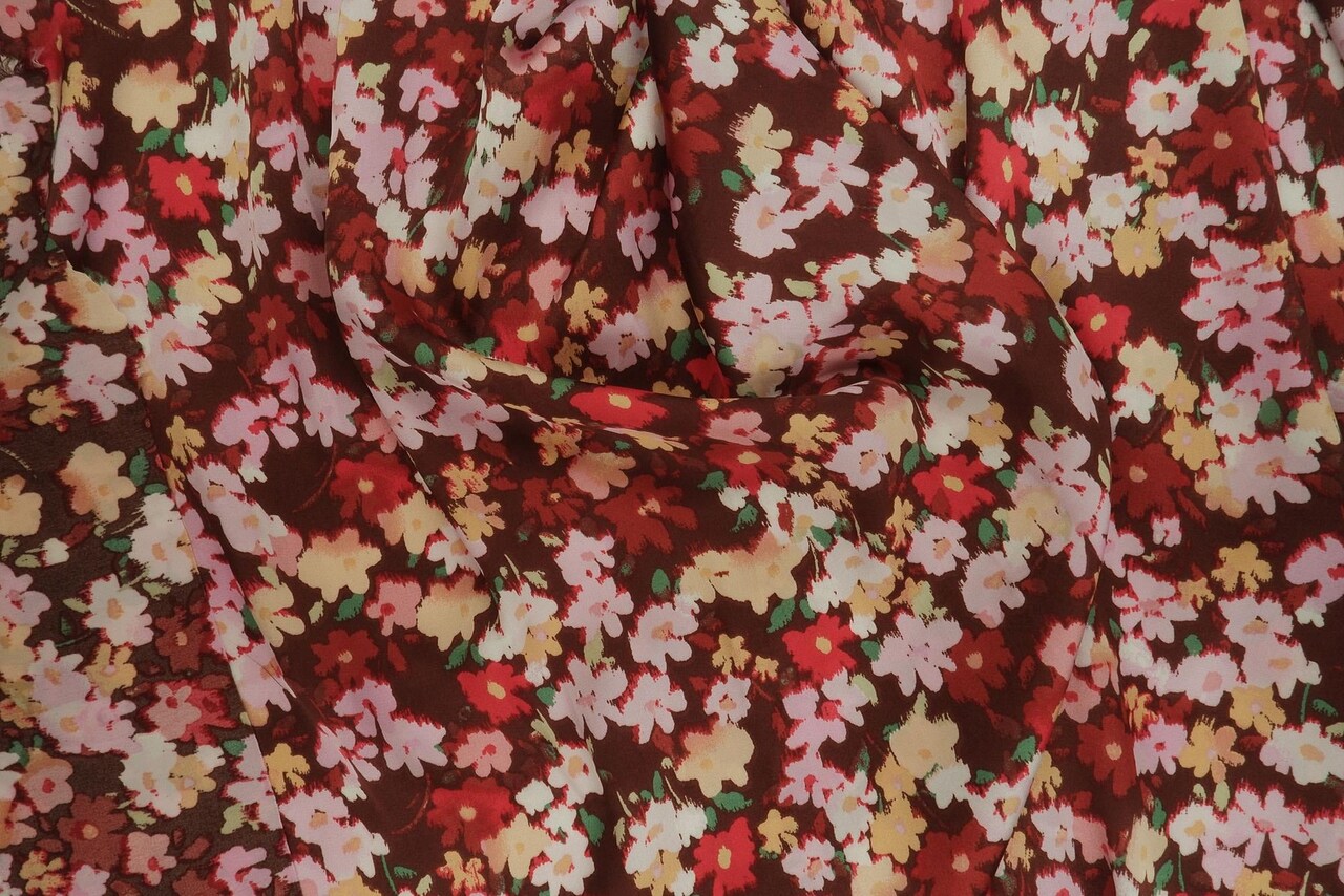 Satin Floral Print Fabric Woven Polyester 57/58” Wide for Dresses & Decor